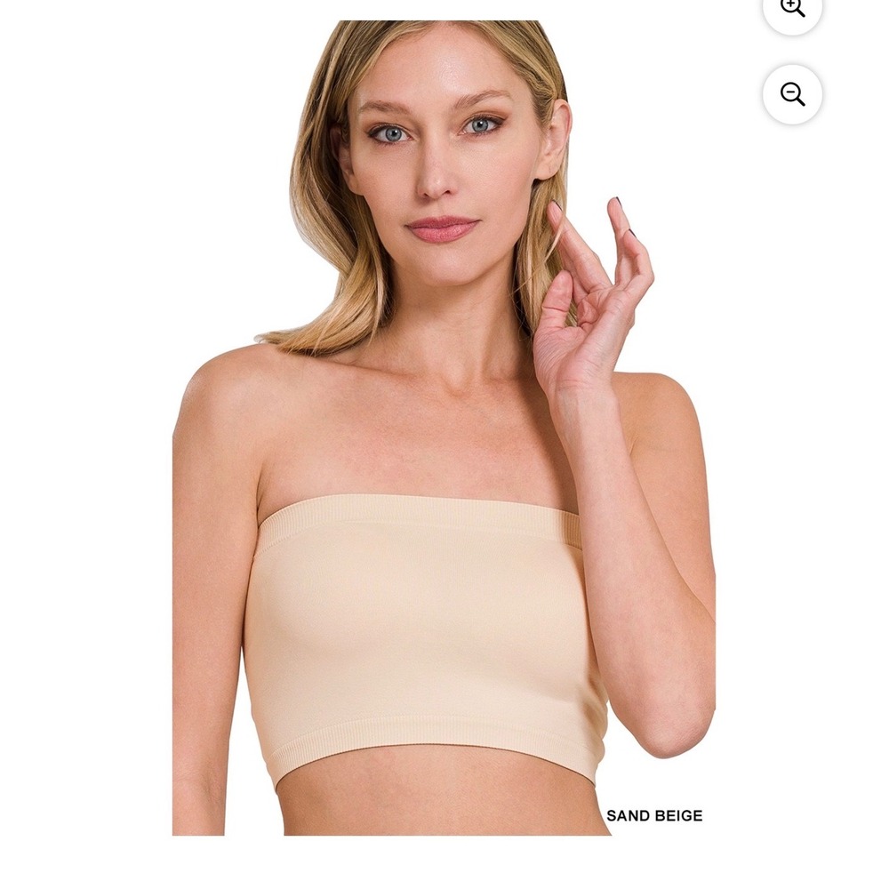 Zenana sand beige Seamless Bandeau‎ bra Tube Top Strapless Crop